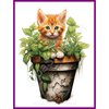 Diamond Painting Kitten in plantenpot