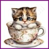 Diamond Painting Kitten in theekopje