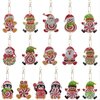 Diamond Painting Porte-cl&eacute;s Set Figurines de No&euml;l (16 pi&egrave;ces)