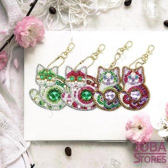 Diamond Painting Sleutelhanger Set Katjes (4 stuks)