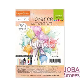 Aquarelpapier &quot;Florence&quot; ivoor smooth 200g A5 (100 stuks)