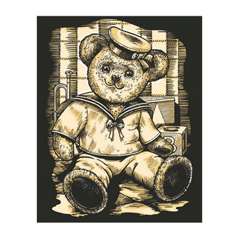 Kras Tekening Senior &quot;Sequin Art&quot; Teddybeer Goud