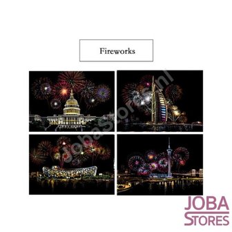 Ensemble de dessins &agrave; gratter Fireworks 29x21cm (4 pi&egrave;ces)