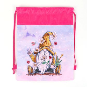 Sac &agrave; dos Diamond Painting Gnome rose