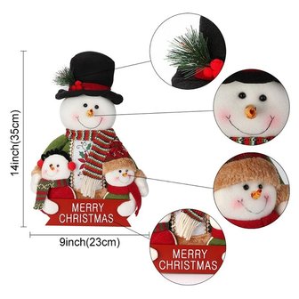 Poup&eacute;e bonhomme de neige Joyeux No&euml;l 35cm