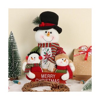 Poup&eacute;e bonhomme de neige Joyeux No&euml;l 35cm