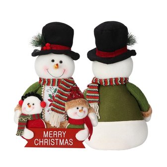 Poup&eacute;e bonhomme de neige Joyeux No&euml;l 35cm