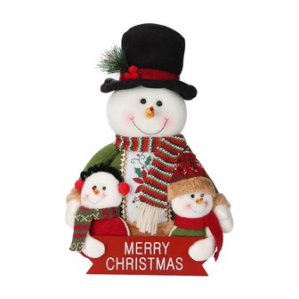 Poup&eacute;e bonhomme de neige Joyeux No&euml;l 35cm