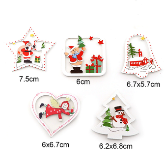 Pendentifs de No&euml;l en bois Sapin de No&euml;l blanc (10 pcs)