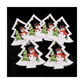 Pendentifs de No&euml;l en bois Sapin de No&euml;l blanc (10 pcs)