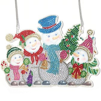 Diamond Painting Christmas Hanging Ornement 01 20cm (Bonhommes de neige)