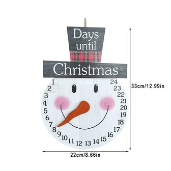 Calendrier de l&#039;Avent de No&euml;l en bois Bonhomme de neige (32cm)