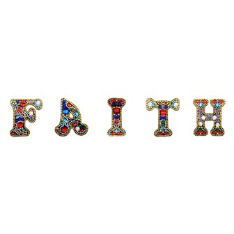 Diamond Painting Sleutelhanger Letters Faith (5 stuks)