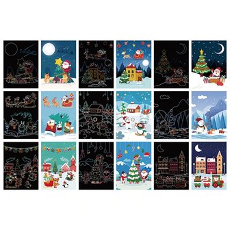 Set de cartes de No&euml;l &agrave; gratter (9 pi&egrave;ces)