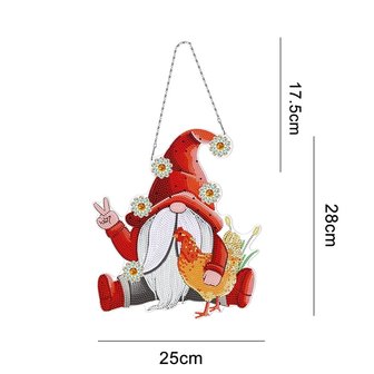 D&eacute;coration &agrave; suspendre pour peinture au diamant Gnome de printemps/Leprechaun (28 cm) avec &eacute;clairage