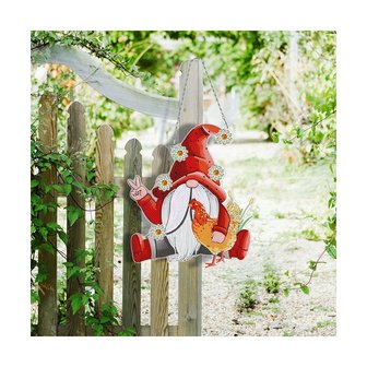 D&eacute;coration &agrave; suspendre pour peinture au diamant Gnome de printemps/Leprechaun (28 cm) avec &eacute;clairage