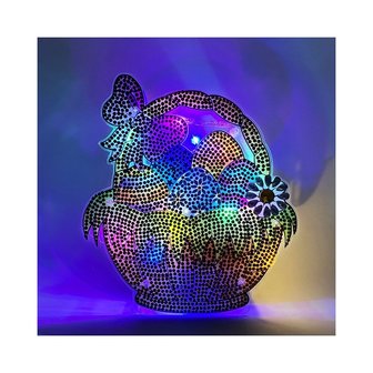 Ornement de P&acirc;ques sur pied avec panier d&#039;&oelig;ufs lumineux pour peinture au diamant (19 cm)