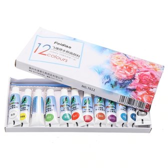 Peinture acrylique Set mini 12 couleurs avec pinceau (12 x 5ml)