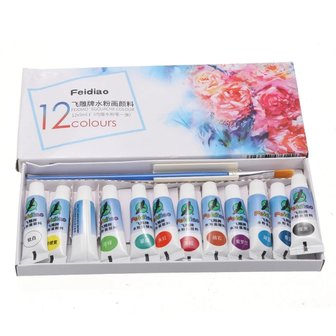 Peinture acrylique Set mini 12 couleurs avec pinceau (12 x 5ml)