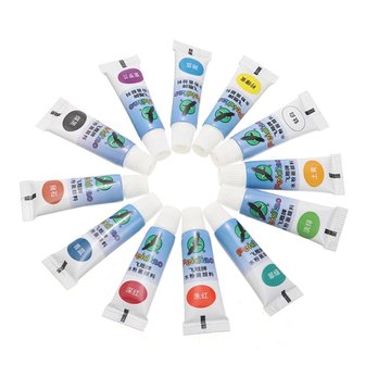 Peinture acrylique Set mini 12 couleurs avec pinceau (12 x 5ml)