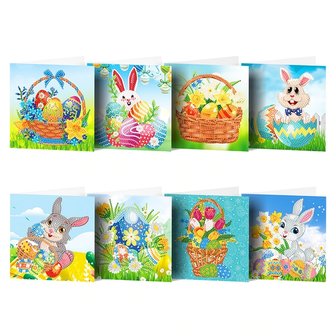 Set de Cartes de Voeux Diamond Painting P&acirc;ques 02 (8 pi&egrave;ces)