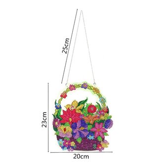 Ornement &agrave; suspendre pour peinture au diamant DZ666 Fleurs dans un panier (25 cm)