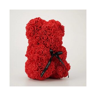 Roses de savon ours avec noeud Rouge 25cm avec bo&icirc;te cadeau