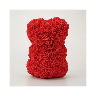 Roses de savon ours avec noeud Rouge 25cm avec bo&icirc;te cadeau