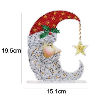 Diamant Peinture Debout Ornement de No&euml;l Lune de No&euml;l 01 (20cm)