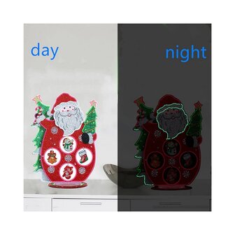 Diamant Peinture Debout Ornement de No&euml;l Santa Glow in the dark (30cm)