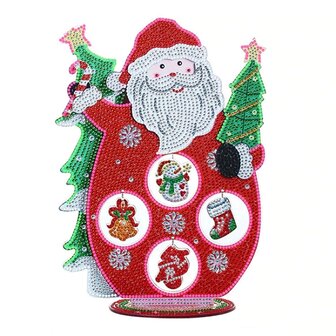 Diamant Peinture Debout Ornement de No&euml;l Santa Glow in the dark (30cm)