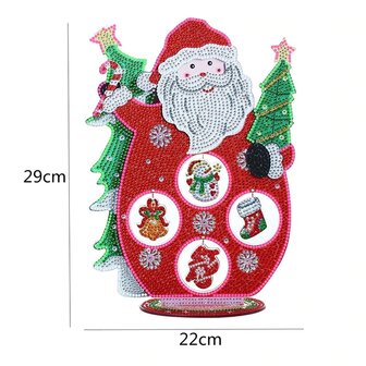 Diamant Peinture Debout Ornement de No&euml;l Santa Glow in the dark (30cm)