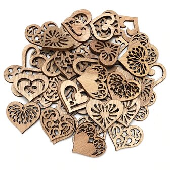 Assortiment de mini coeurs en bois &agrave; peindre/colorer soi-m&ecirc;me (20 pi&egrave;ces/33mm)