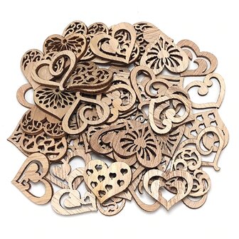 Assortiment de mini coeurs en bois &agrave; peindre/colorer soi-m&ecirc;me (20 pi&egrave;ces/33mm)