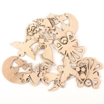 Mini pendentifs de No&euml;l en bois Anges &agrave; peindre / colorier soi-m&ecirc;me (10 pi&egrave;ces / 44mm)