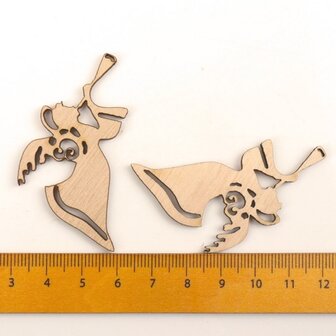 Mini pendentifs de No&euml;l en bois Anges &agrave; peindre / colorier soi-m&ecirc;me (10 pi&egrave;ces / 44mm)