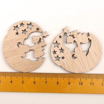 Mini pendentifs de No&euml;l en bois Anges &agrave; peindre / colorier soi-m&ecirc;me (10 pi&egrave;ces / 44mm)