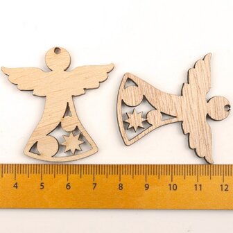 Mini pendentifs de No&euml;l en bois Anges &agrave; peindre / colorier soi-m&ecirc;me (10 pi&egrave;ces / 44mm)