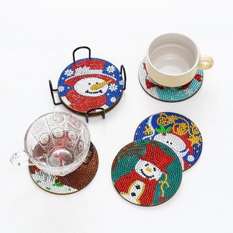 Diamond Painting Christmas Coaster set 01 avec support (6 pi&egrave;ces)