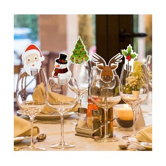 Assortiment de d&eacute;corations pour verres &agrave; vin 5 types (50 pi&egrave;ces)