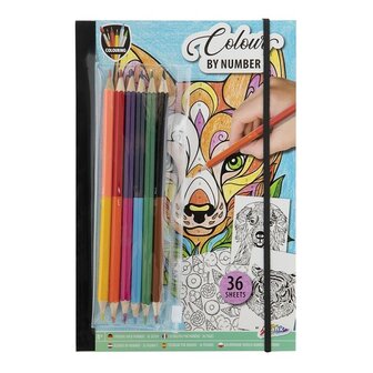 Grafix Couleur par num&eacute;ro 36 feuille 23x16cm avec 6 crayons duo