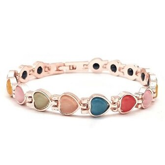 Bracelet Magn&eacute;tique Acier (femme) Coeurs color&eacute;s