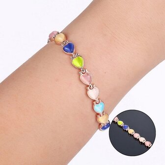 Bracelet Magn&eacute;tique Acier (femme) Coeurs color&eacute;s