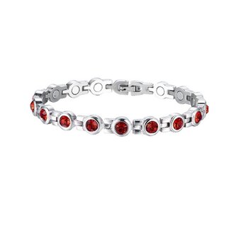 Bracelet Magn&eacute;tique Acier (femme) Aggy 02 (coloration Rouge-Argent)