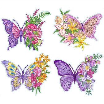 Autocollant Diamond Painting Large - Papillons 02 - 4 pi&egrave;ces (17cm)