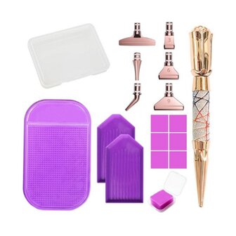 Diamond Painting Toolkit Rose Gold 03 avec tapis adh&eacute;sif et accessoires