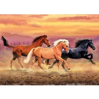 Diamond Painting Trois Chevaux 02 (taille et forme des pierres au choix)