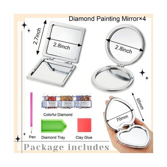 Miroir de maquillage pour peinture au diamant 005 (coeur)