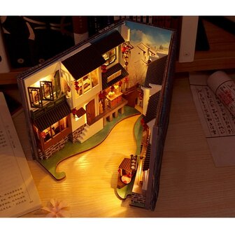 Maison de bricolage miniature Book Nook TC10 (y compris l&#039;&eacute;clairage et le cache anti-poussi&egrave;re)