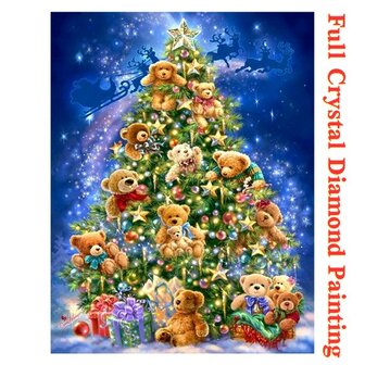 Crystal Diamond Painting Kerstboom met beertjes